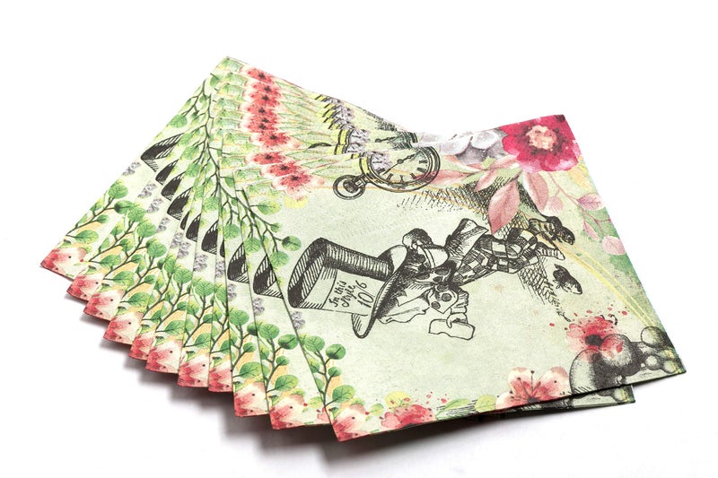 ASVP Shop Alice in Wonderland Party Supplies - Huge 40 Napkins Pack - Vintage Floral Design - Perfect for Mad Hatter Tea Party, Birthday Party and Baby Showers - Image 1